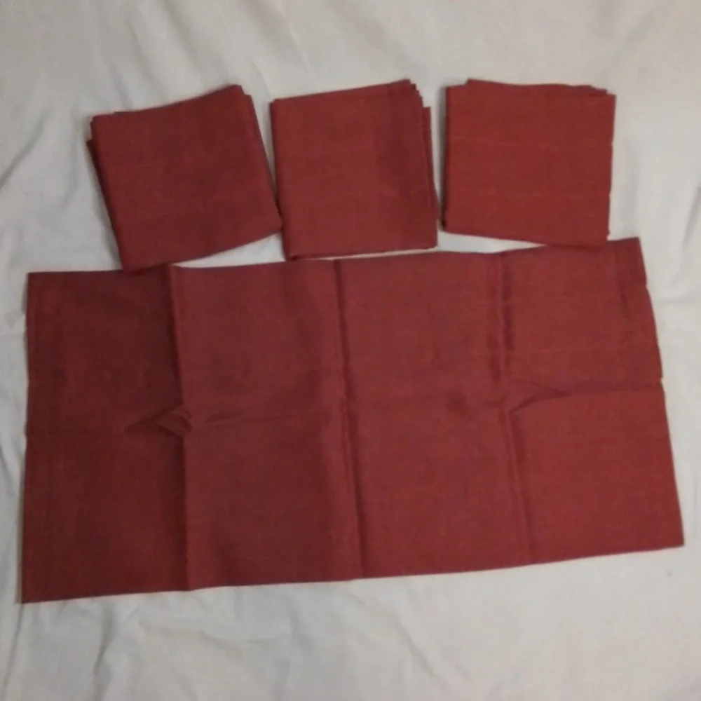 Set of four Burnt Red Rod Pocket Curtain Toppers